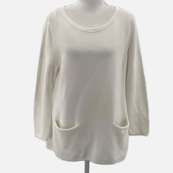 COS Cotton Textured Knit Long Sleeve Top in White - Size Medium - Picture 1 of 6